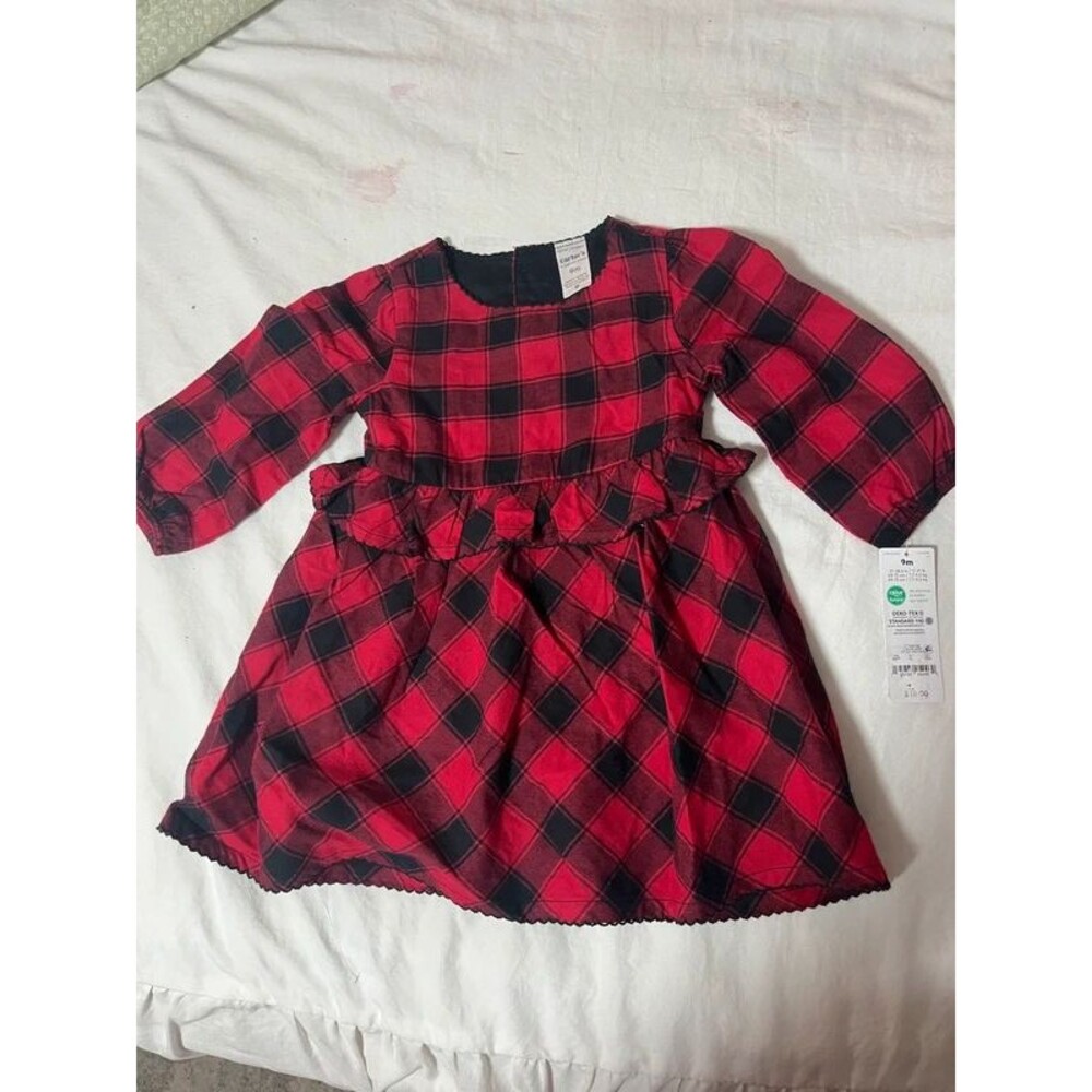 Brand new carters dress size 9 months Christmas long sleeve red ruffles